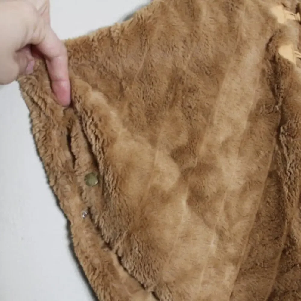 LITTLE LASS | Brown Faux Fur Hooded Side Snap Girls Cape Poncho Toddler 2T